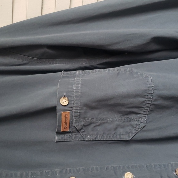 Carhartt long sleeve blue/gray button down work casual mens shirt size XL - Picture 4 of 6
